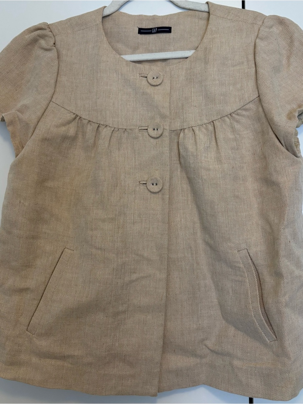 GAP Short Sleeve Button-Front Jacket - Tan